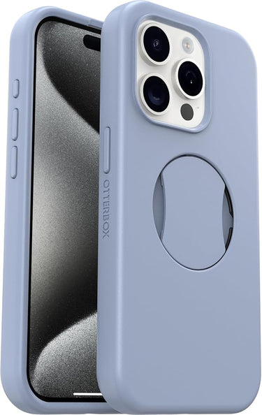 OtterBox OtterGrip Symmetry hoes voor iPhone 15 Pro voor MagSafe, valbestendig, beschermhoes met ingebouwde grip, 3x getest volgens militaire standaard, Blauw
